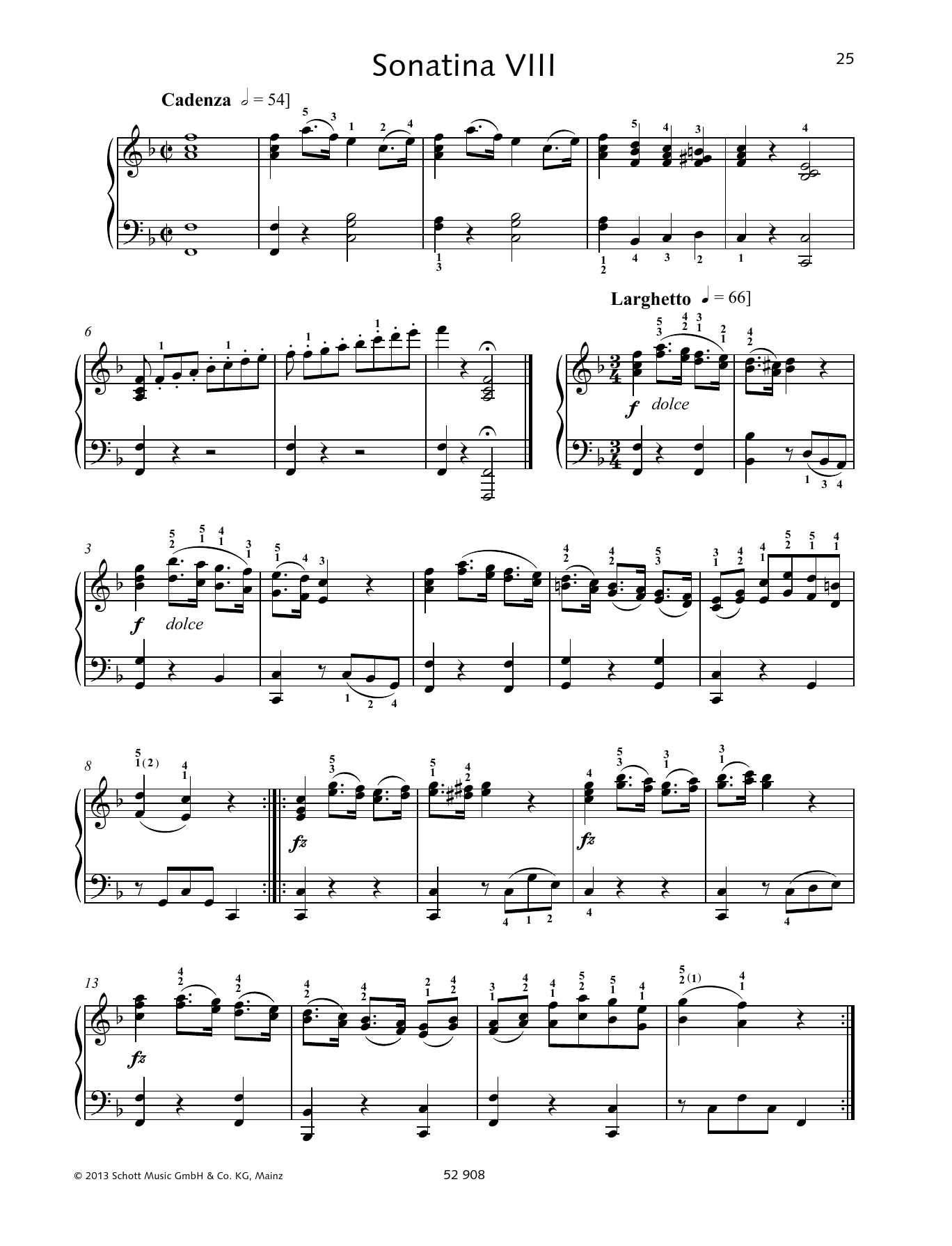 Download Johann Baptist Vanhal Sonatina VIII Sheet Music and learn how to play Piano Solo PDF digital score in minutes