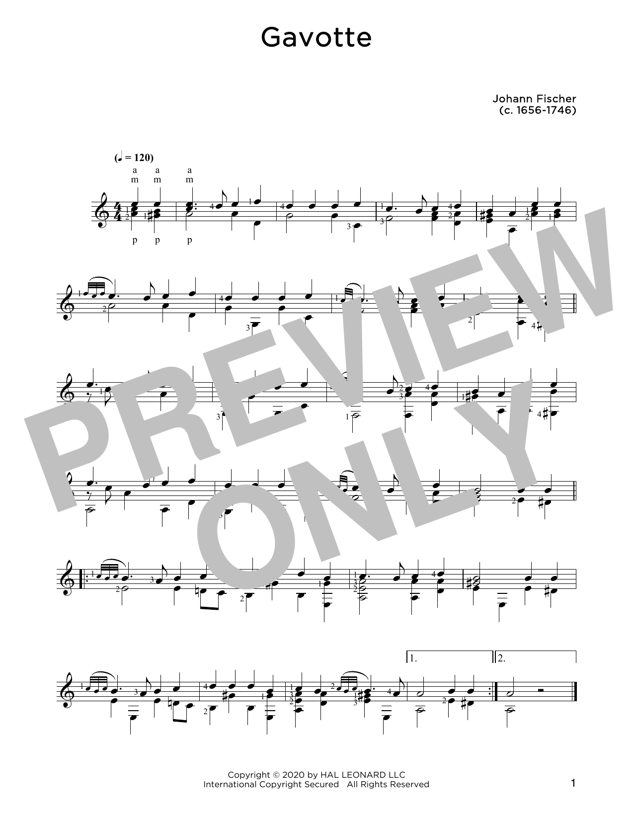 Download Johann Fischer Gavotte Sheet Music and learn how to play Solo Guitar PDF digital score in minutes