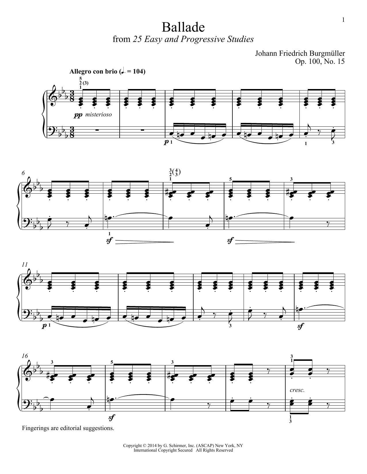 Download Johann Friedrich Burgmuller Ballade, Op. 100, No. 15 Sheet Music and learn how to play Piano PDF digital score in minutes