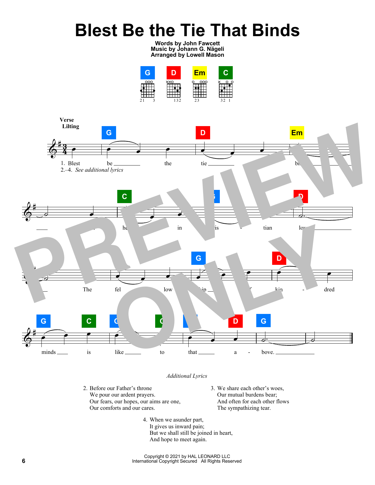 Download Johann G. Nageli Blest Be The Tie That Binds Sheet Music and learn how to play ChordBuddy PDF digital score in minutes