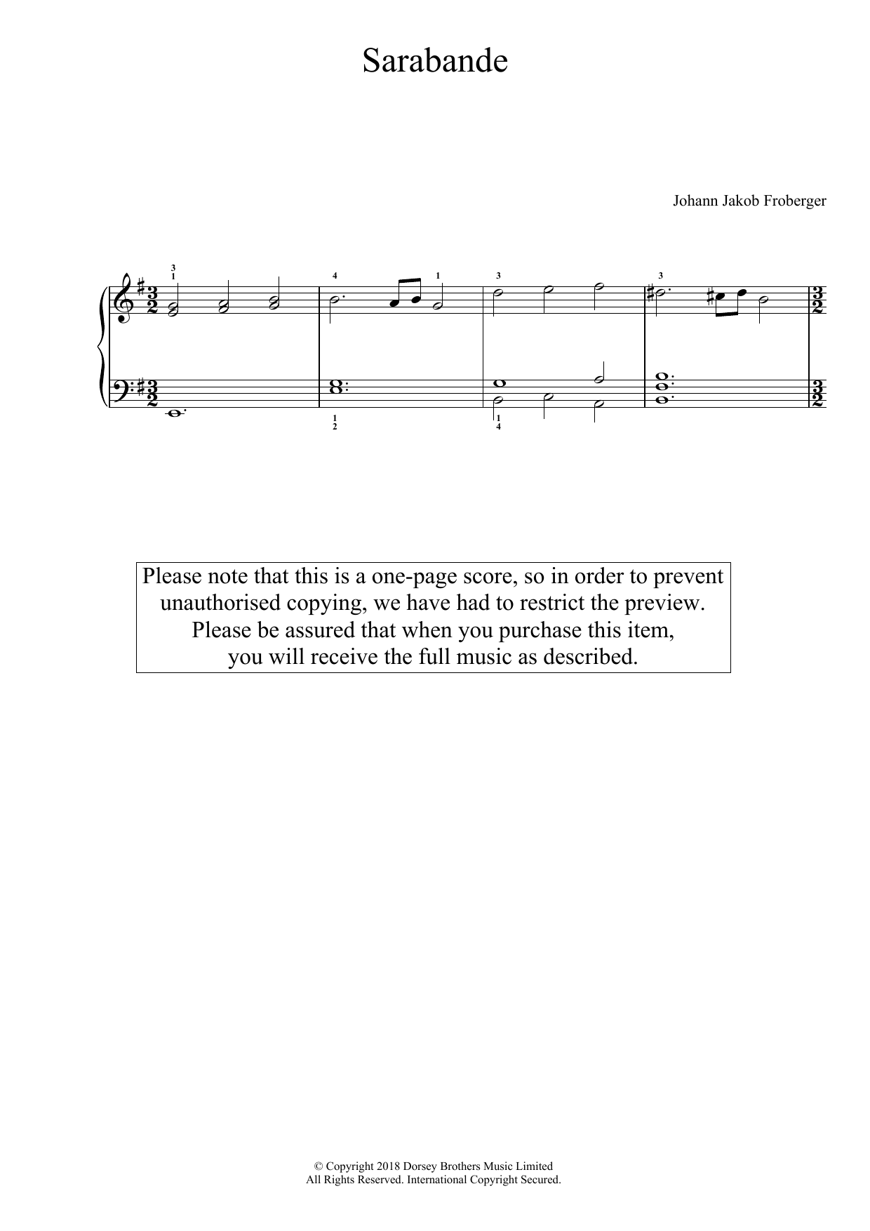 Download Johann Jakob Froberger Sarabande Sheet Music and learn how to play Piano PDF digital score in minutes