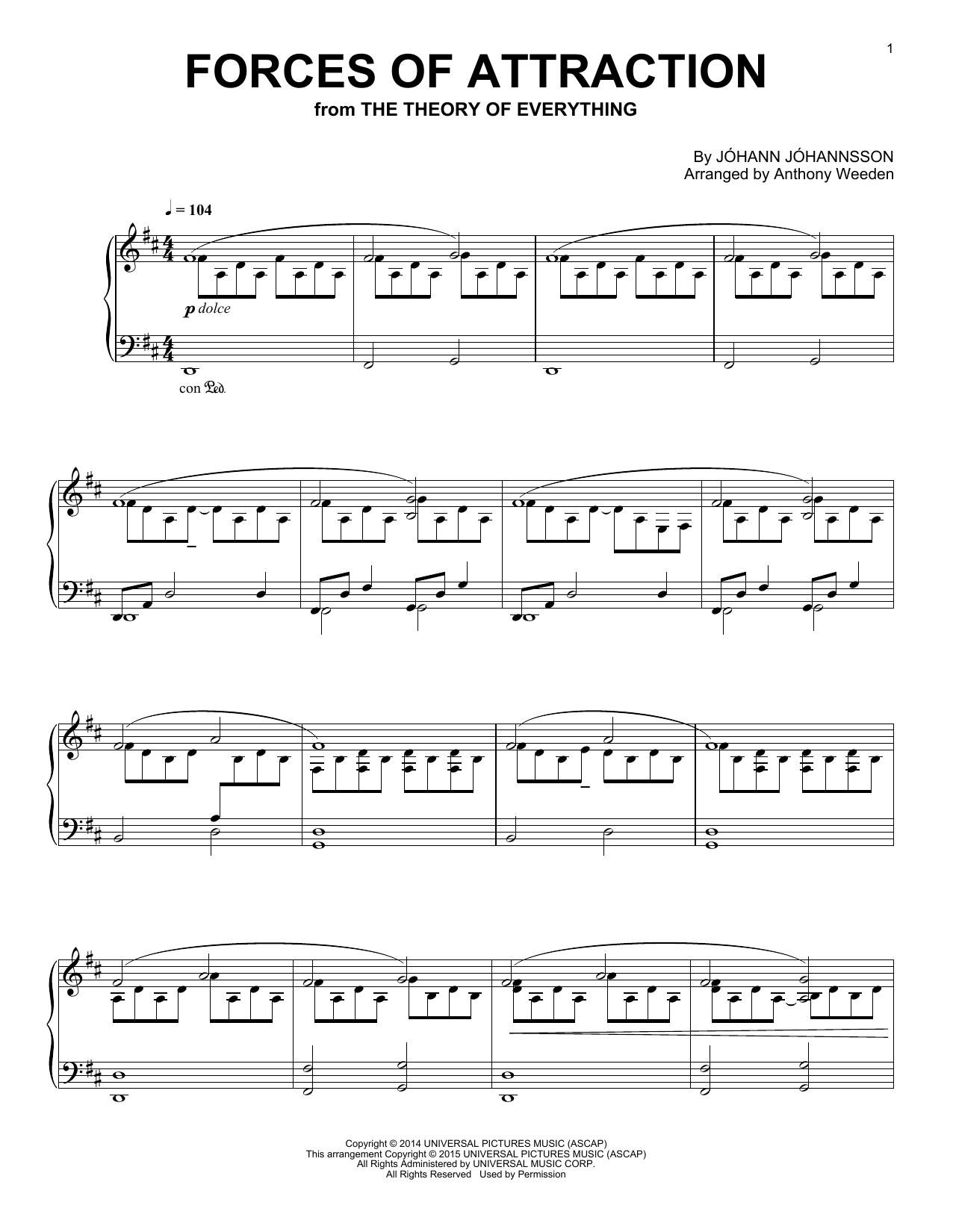 Download Johann Johannsson Forces Of Attraction Sheet Music and learn how to play Piano PDF digital score in minutes