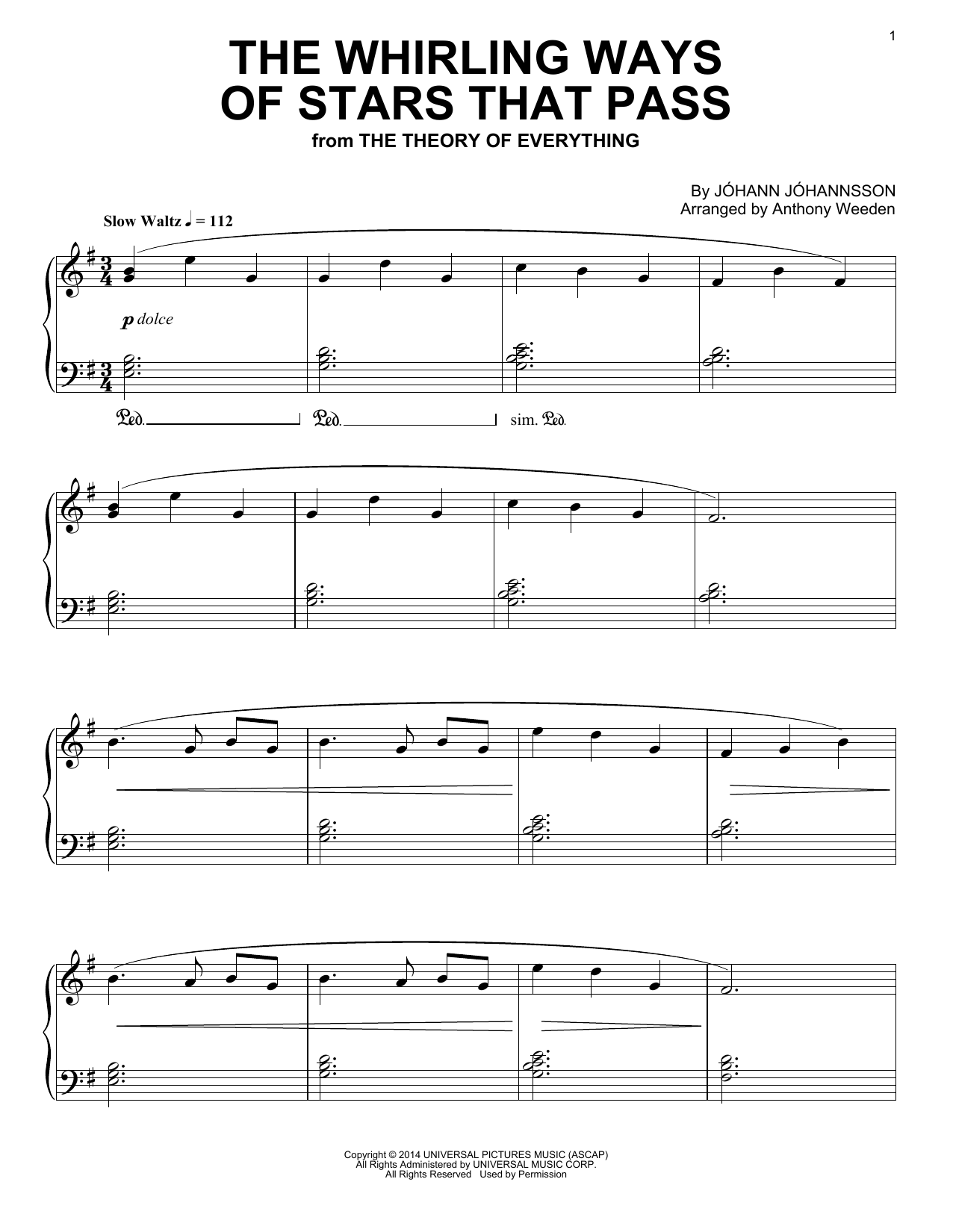 Download Johann Johannsson The Whirling Ways Of Stars That Pass (from 'The Theory of Everything') Sheet Music and learn how to play Piano PDF digital score in minutes