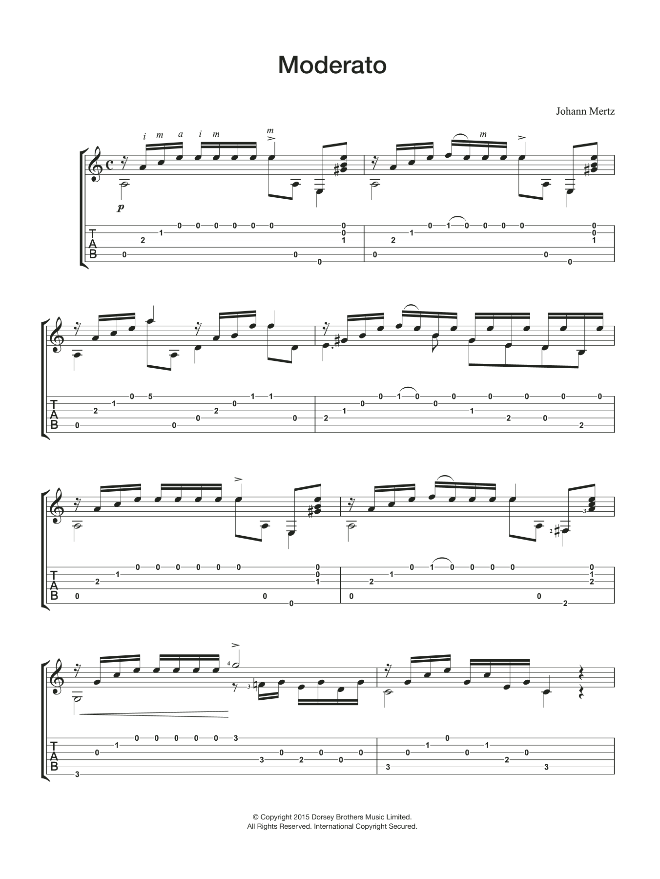 Download Johann Kaspar Mertz Moderato Sheet Music and learn how to play Guitar PDF digital score in minutes