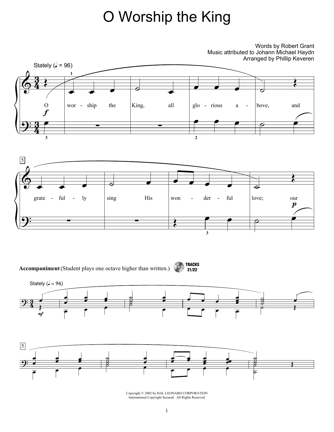 Download Johann Michael Haydn O Worship The King Sheet Music and learn how to play Educational Piano PDF digital score in minutes