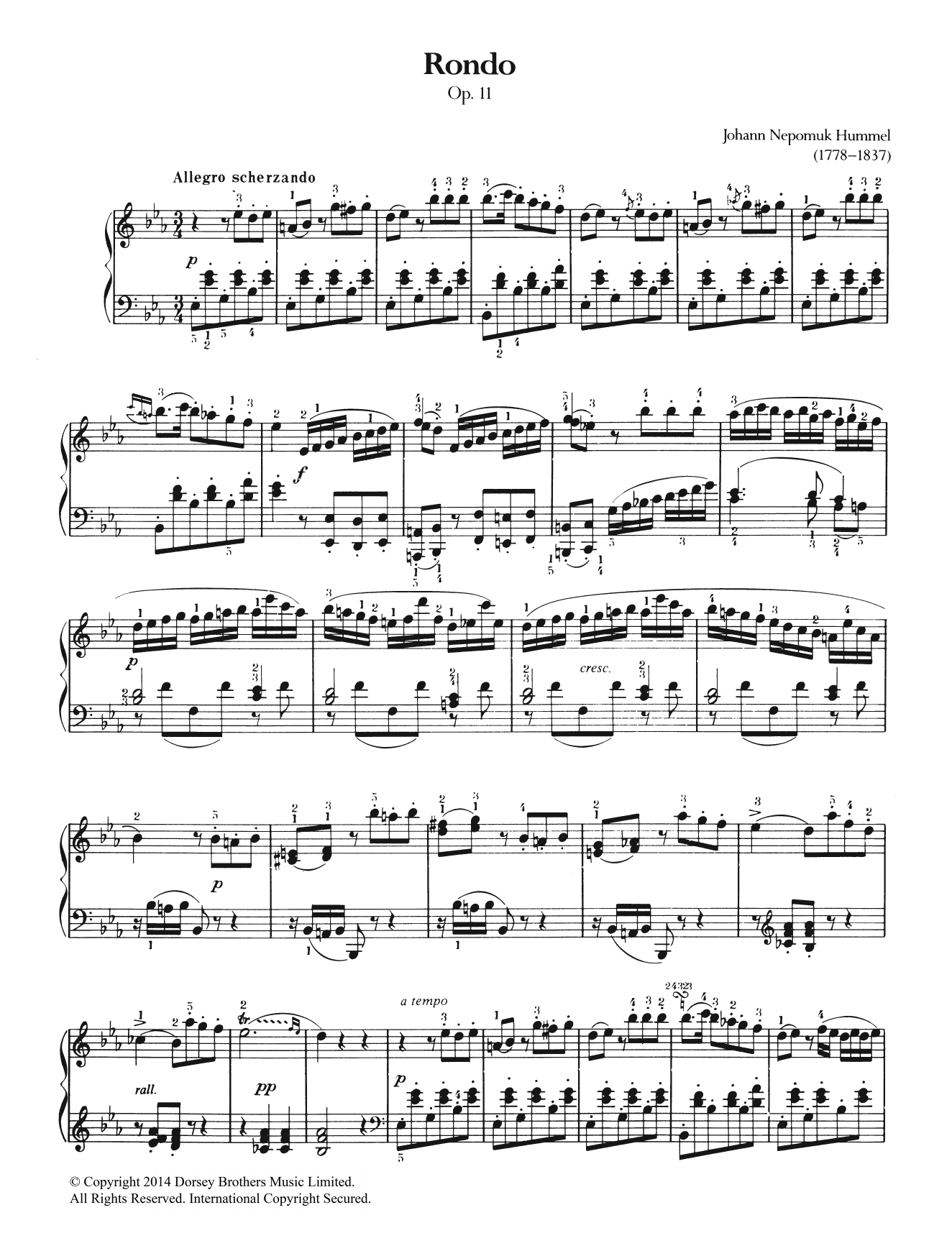 Download Johann Nepomuk Hummel Rondo, Op.11 Sheet Music and learn how to play Piano PDF digital score in minutes