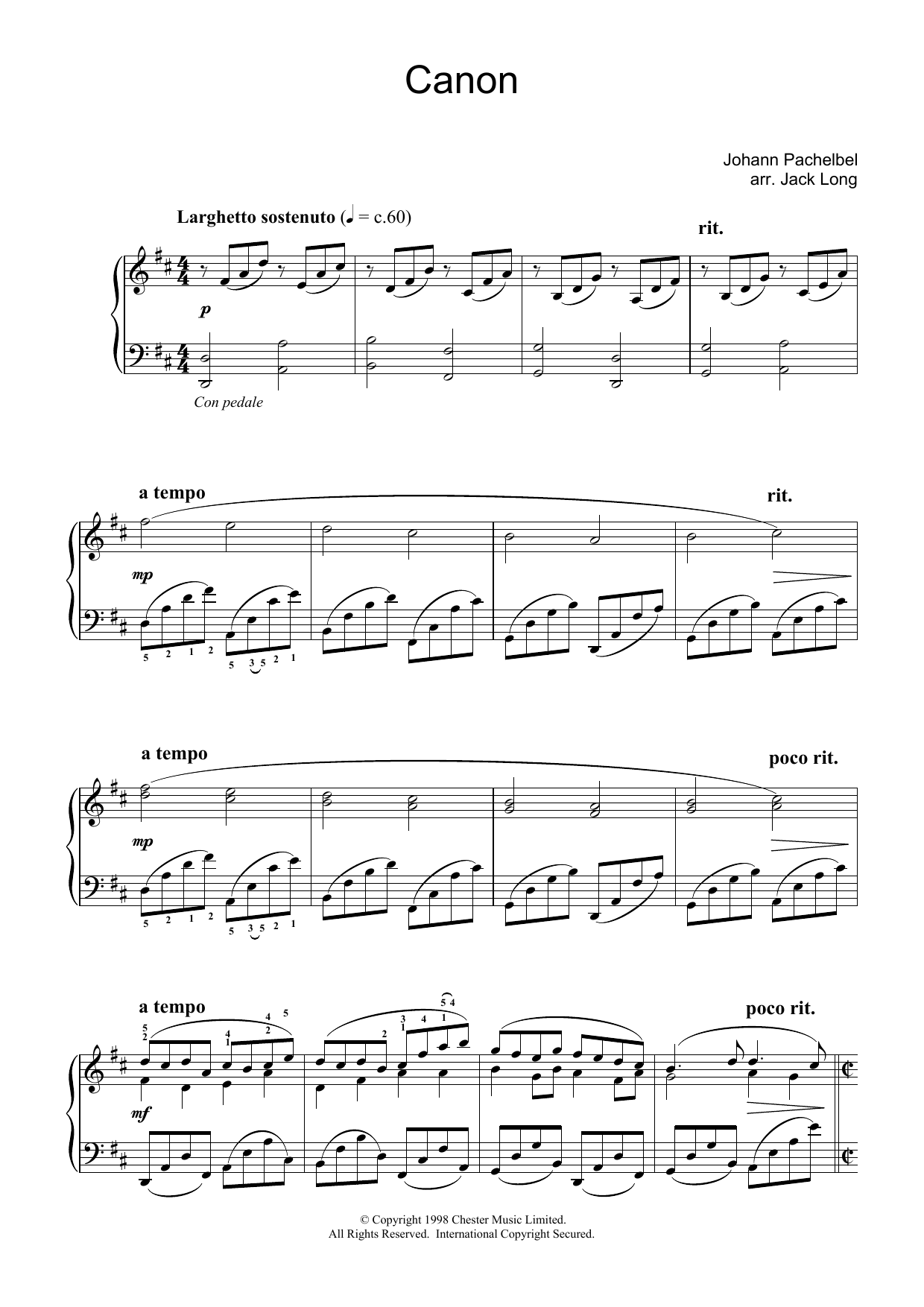Download Johann Pachelbel Pachelbel's Canon In D Major Sheet Music and learn how to play Piano PDF digital score in minutes