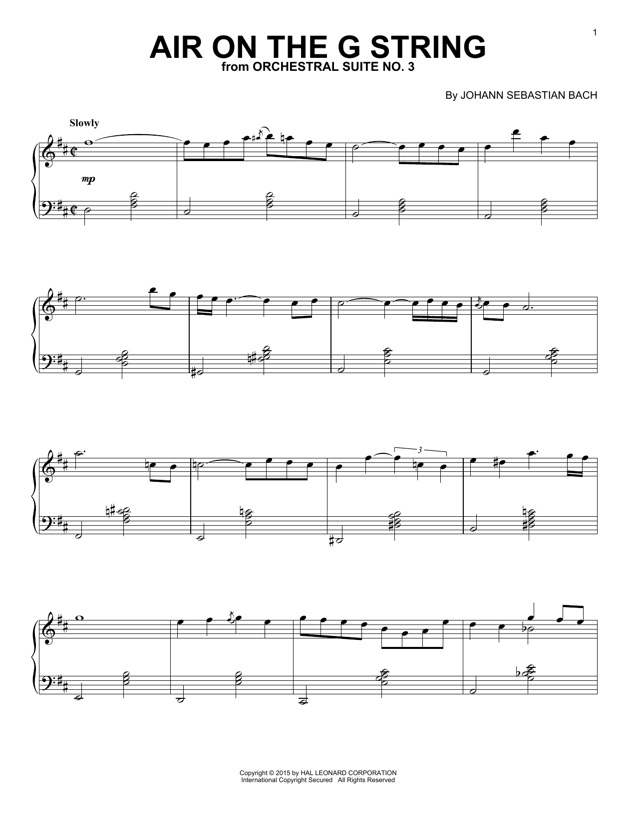 Download J.S. Bach Air On The G String Sheet Music and learn how to play Piano PDF digital score in minutes