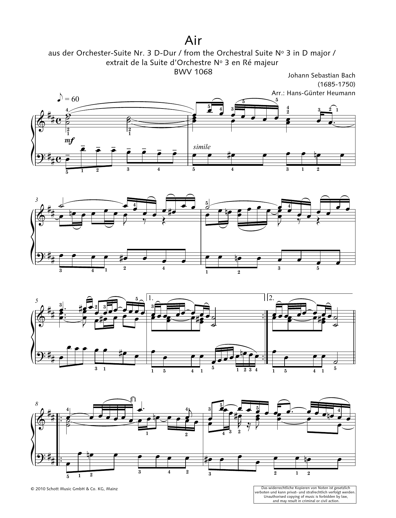 Download Johann Sebastian Bach Air Sheet Music and learn how to play Woodwind Solo PDF digital score in minutes