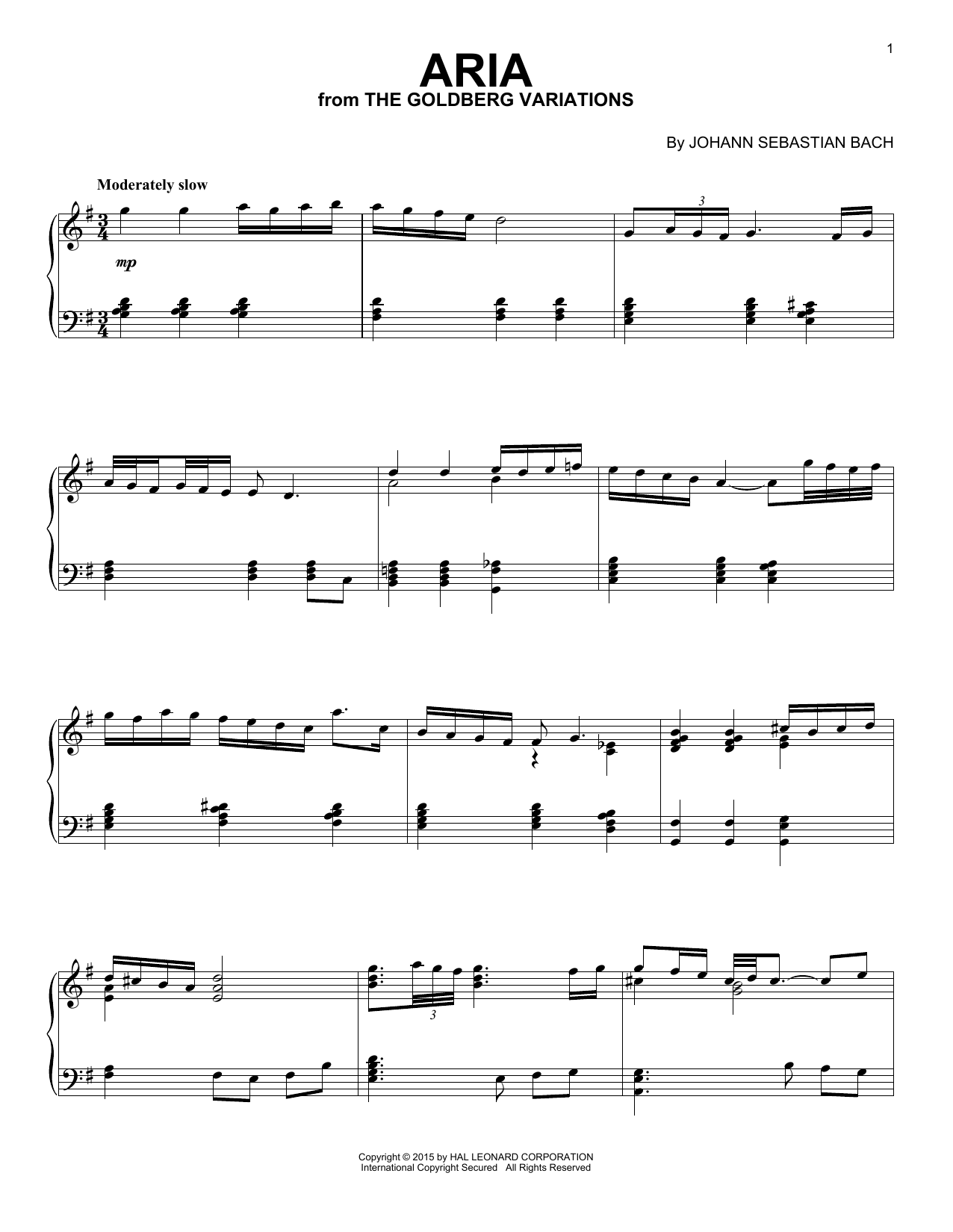 Download J.S. Bach Aria Sheet Music and learn how to play Piano PDF digital score in minutes