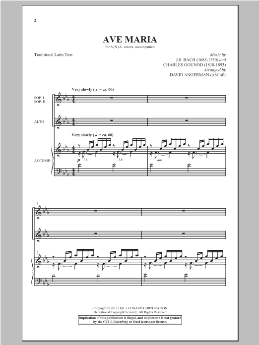 Download David Angerman Ave Maria Sheet Music and learn how to play SSA PDF digital score in minutes