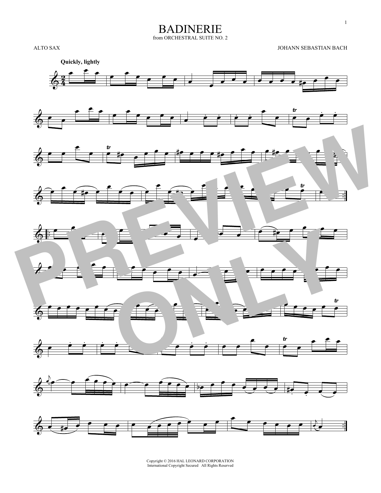 Download Johann Sebastian Bach Badinerie (Suite No. 2) Sheet Music and learn how to play French Horn PDF digital score in minutes