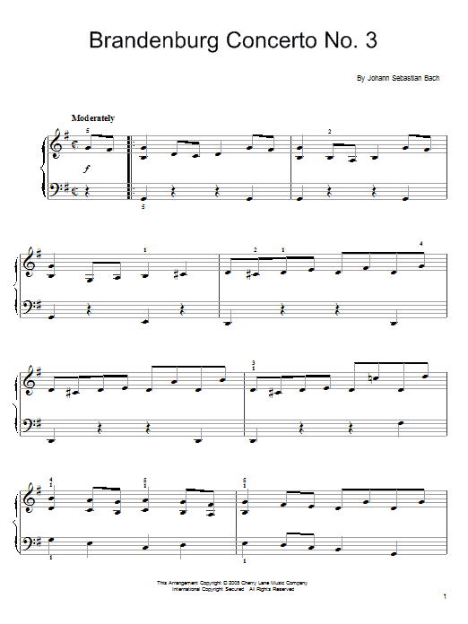 Download Johann Sebastian Bach Brandenburg Concerto No. 3 Sheet Music and learn how to play Tenor Saxophone PDF digital score in minutes