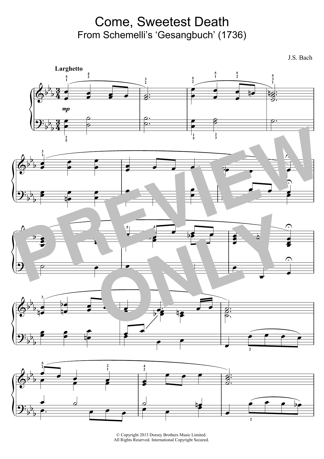 Download J.S. Bach Come, Sweetest Death Sheet Music and learn how to play Piano PDF digital score in minutes