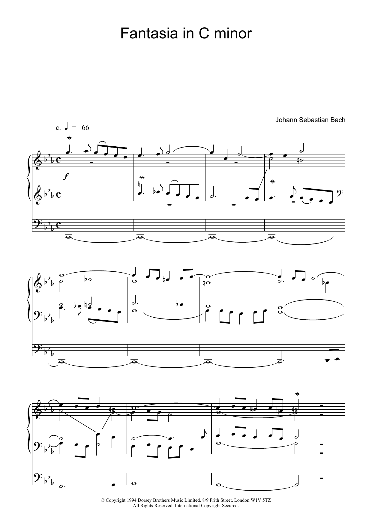 Download J.S. Bach Fantasia and Fugue in C Minor, BWV 537 Sheet Music and learn how to play Organ PDF digital score in minutes