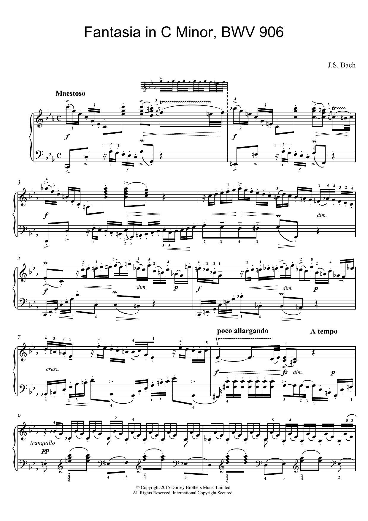 Download J.S. Bach Fantasia in C Minor Sheet Music and learn how to play Piano PDF digital score in minutes