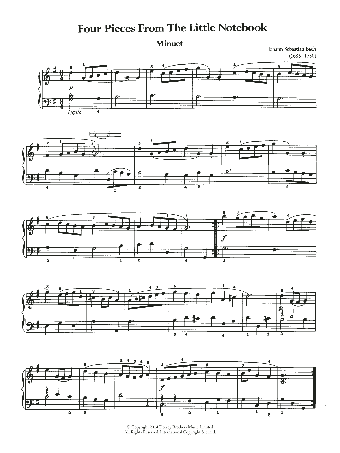 Download J.S. Bach Four Pieces From The Little Notebook Sheet Music and learn how to play Piano PDF digital score in minutes