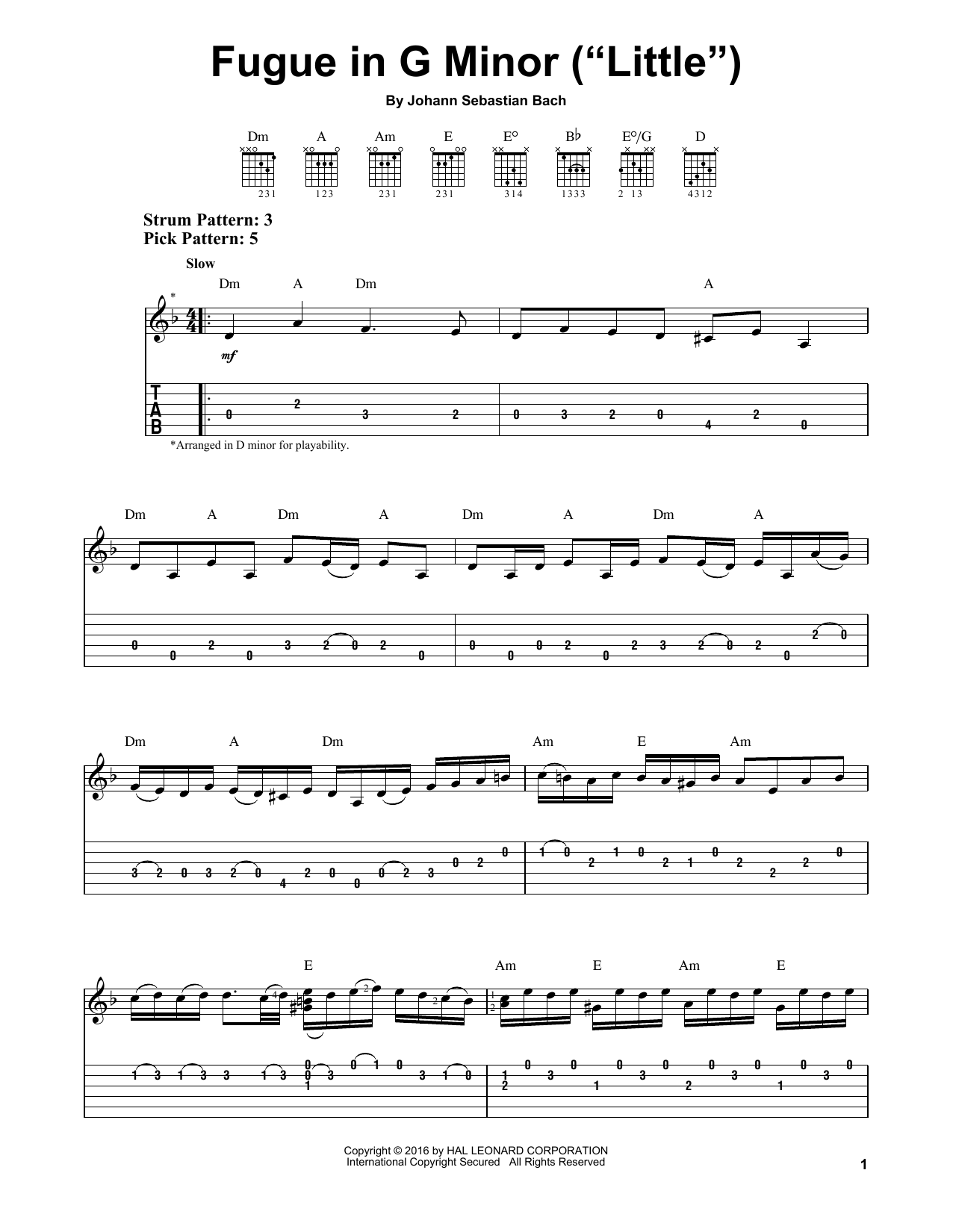 Download Johann Sebastian Bach Fugue In G Minor (Little) Sheet Music and learn how to play Easy Guitar Tab PDF digital score in minutes