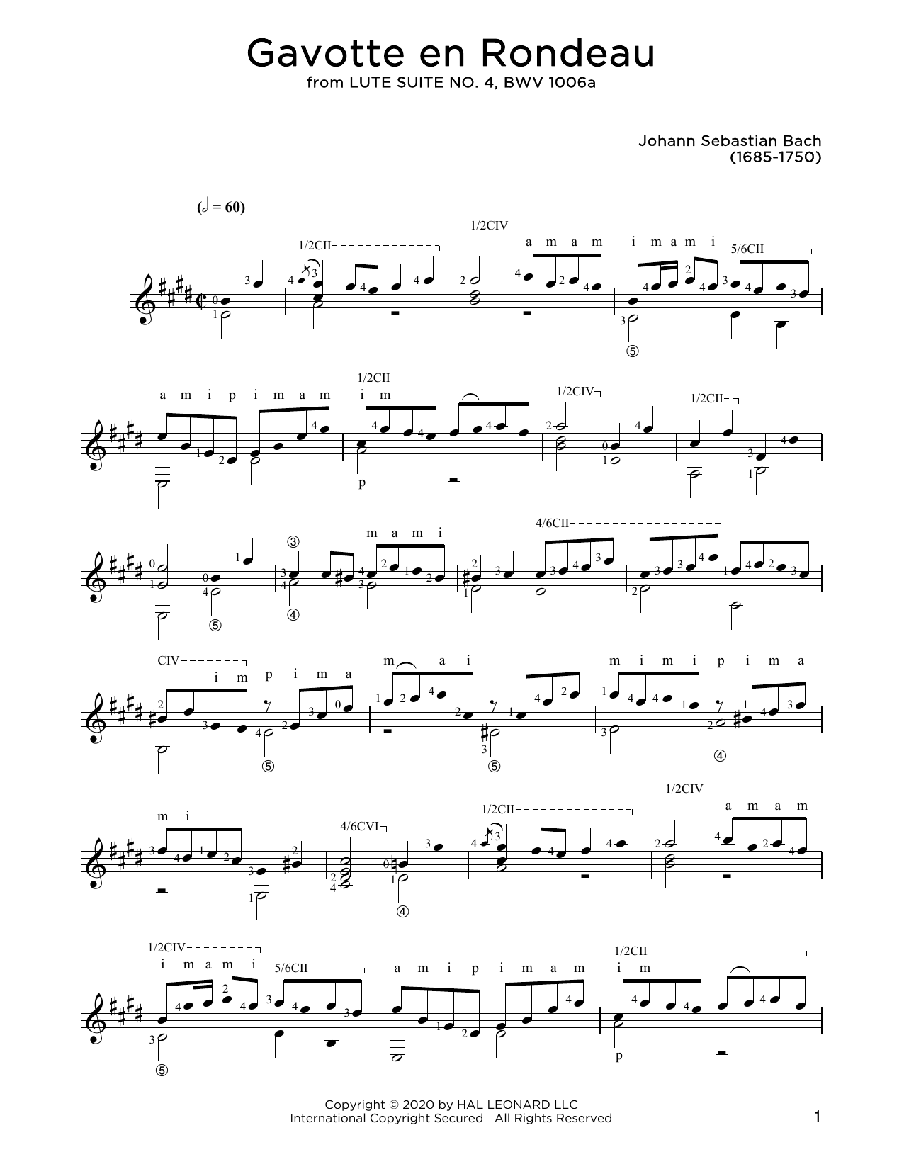 Download Johann Sebastian Bach Gavotte En Rondeau Sheet Music and learn how to play Solo Guitar PDF digital score in minutes