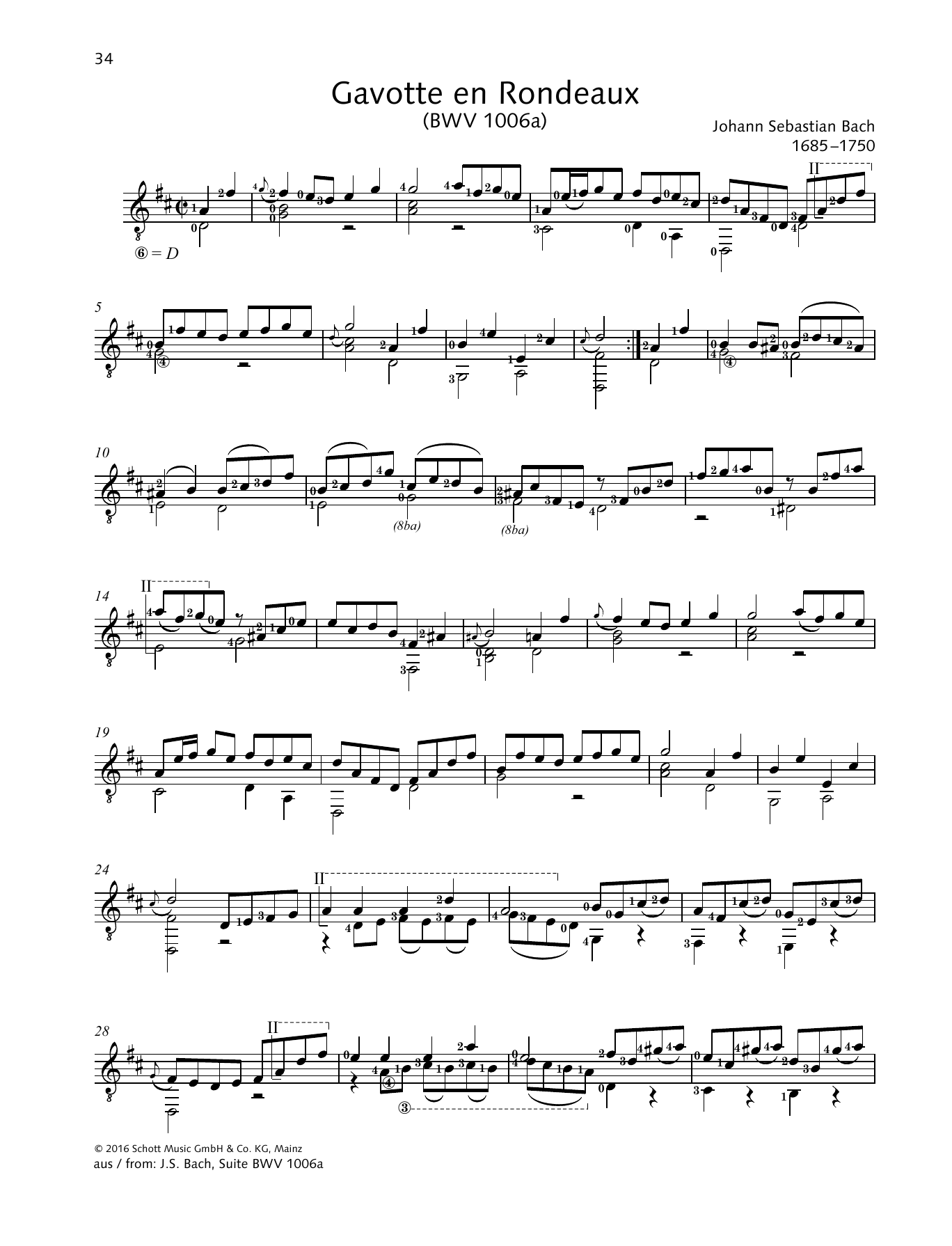 Download Johann Sebastian Bach Gavotte en Rondeaux Sheet Music and learn how to play Solo Guitar PDF digital score in minutes