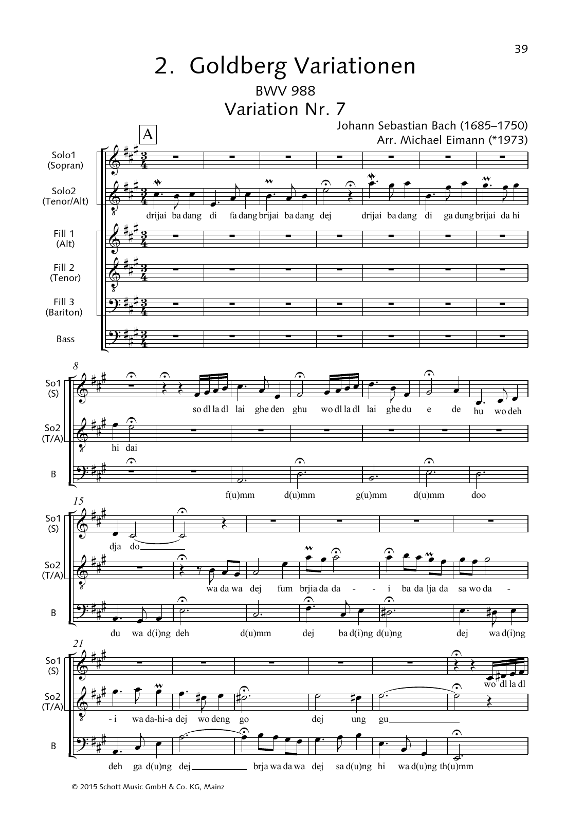 Download Johann Sebastian Bach Goldberg Variations, Variation No. 7 Sheet Music and learn how to play Choir PDF digital score in minutes