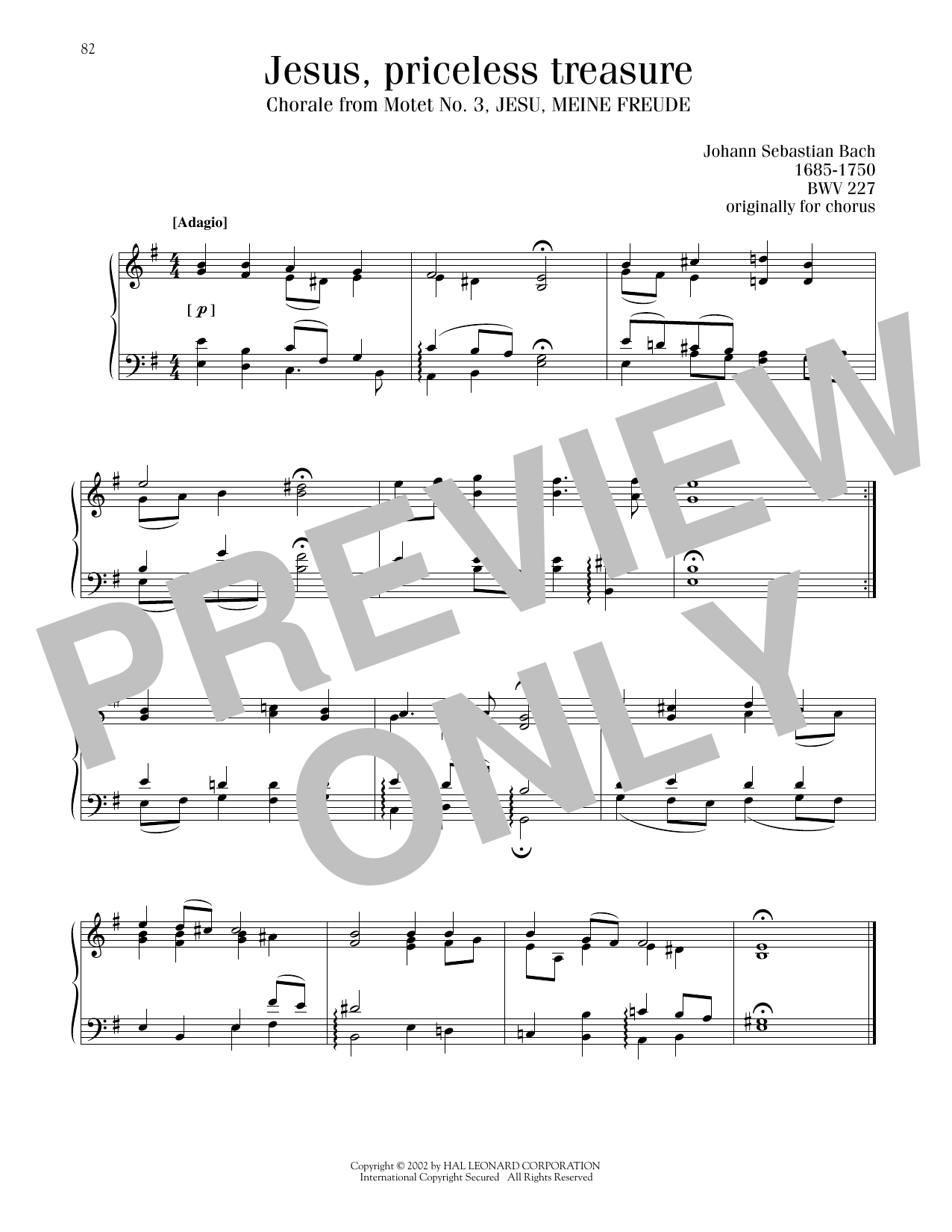 Download Johann Sebastian Bach Jesus, Priceless Treasure (Jesu, Meine Freude) Sheet Music and learn how to play Piano Solo PDF digital score in minutes