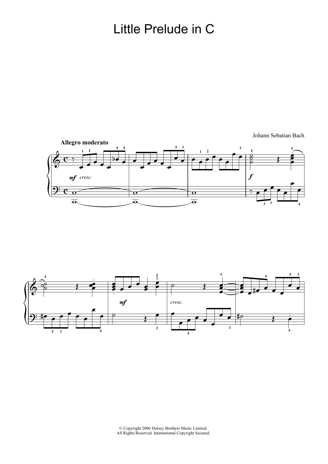 Download J.S. Bach Little Prelude In C Sheet Music and learn how to play Beginner Piano PDF digital score in minutes