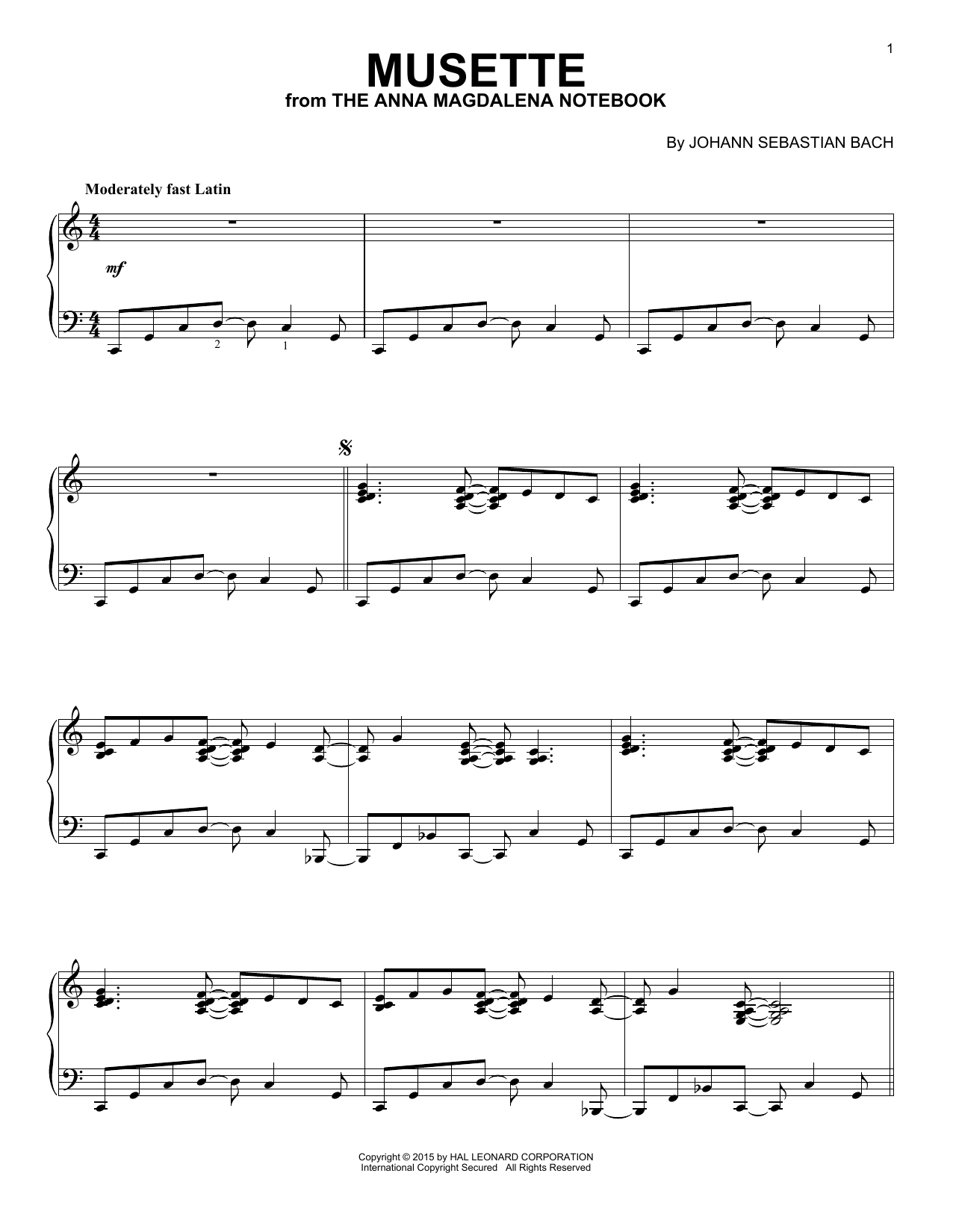 Download J.S. Bach Musette in D Major Sheet Music and learn how to play Piano PDF digital score in minutes