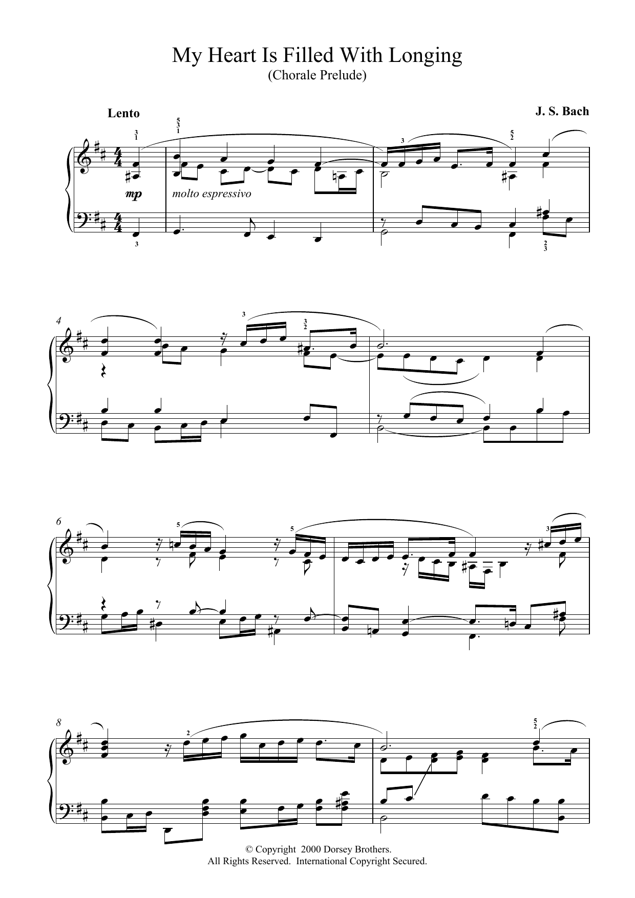 Download J.S. Bach My Heart Is Filled With Longing Sheet Music and learn how to play Piano PDF digital score in minutes