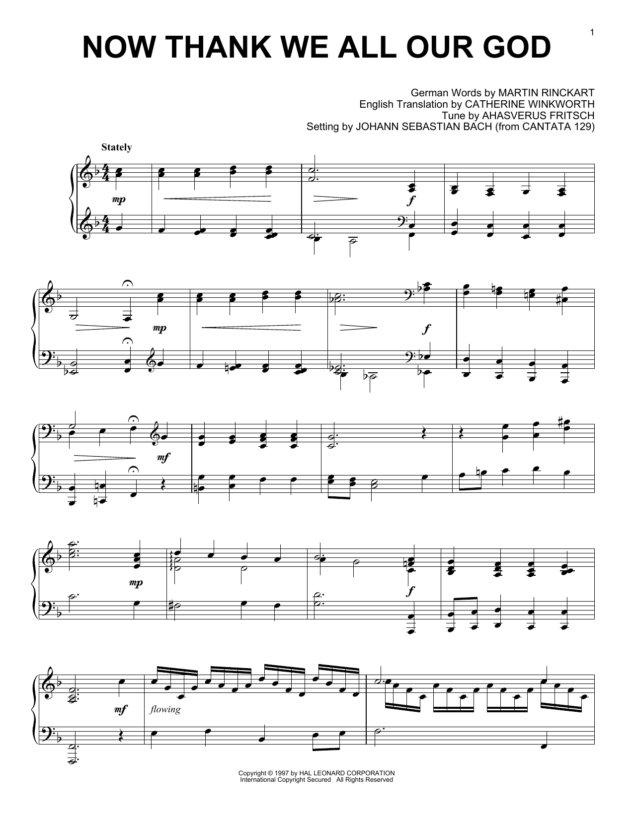 Download Johann Sebastian Bach Now Thank We All Our God (arr. Phillip Keveren) Sheet Music and learn how to play Piano Solo PDF digital score in minutes