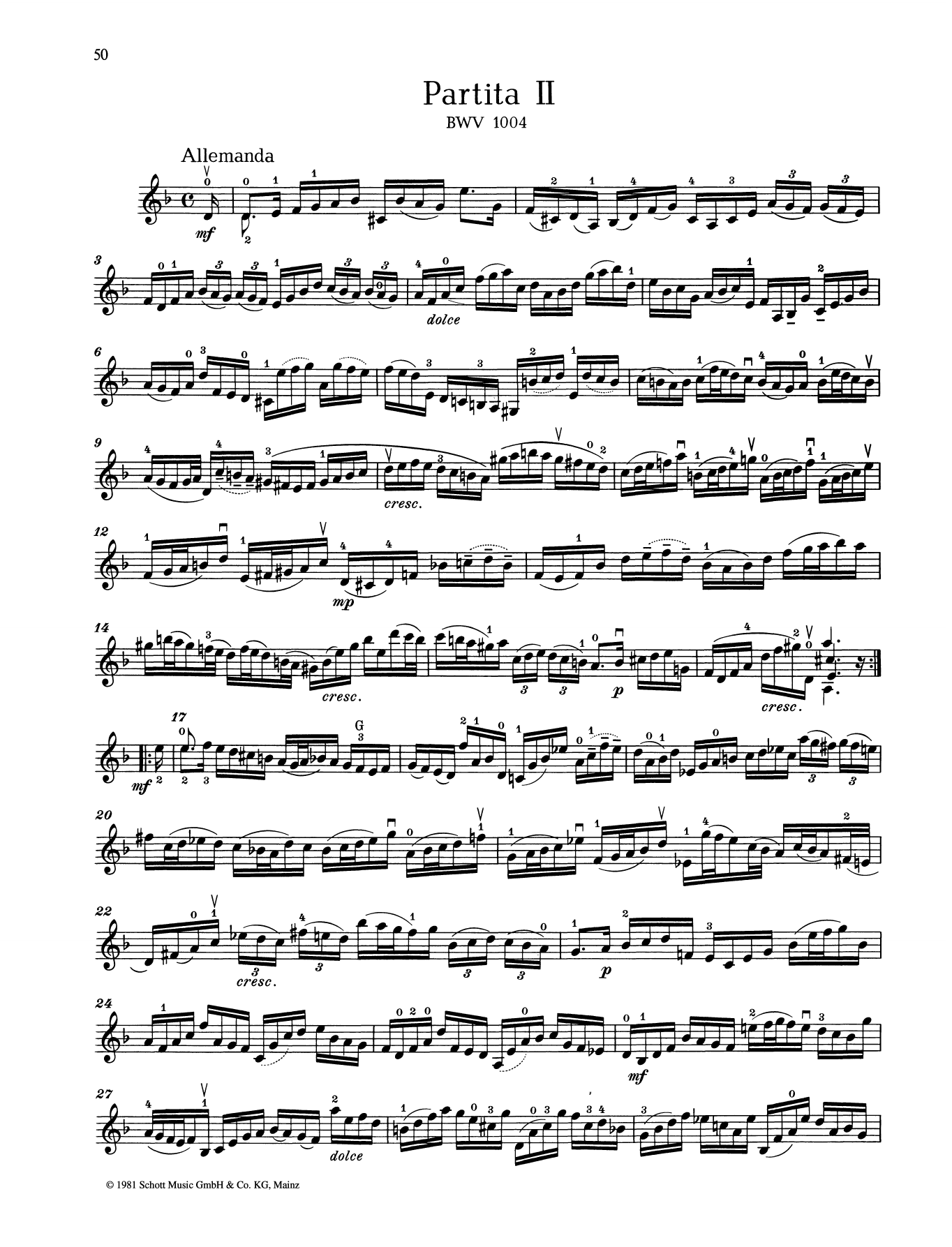 Download Johann Sebastian Bach Partita II Sheet Music and learn how to play Woodwind Solo PDF digital score in minutes