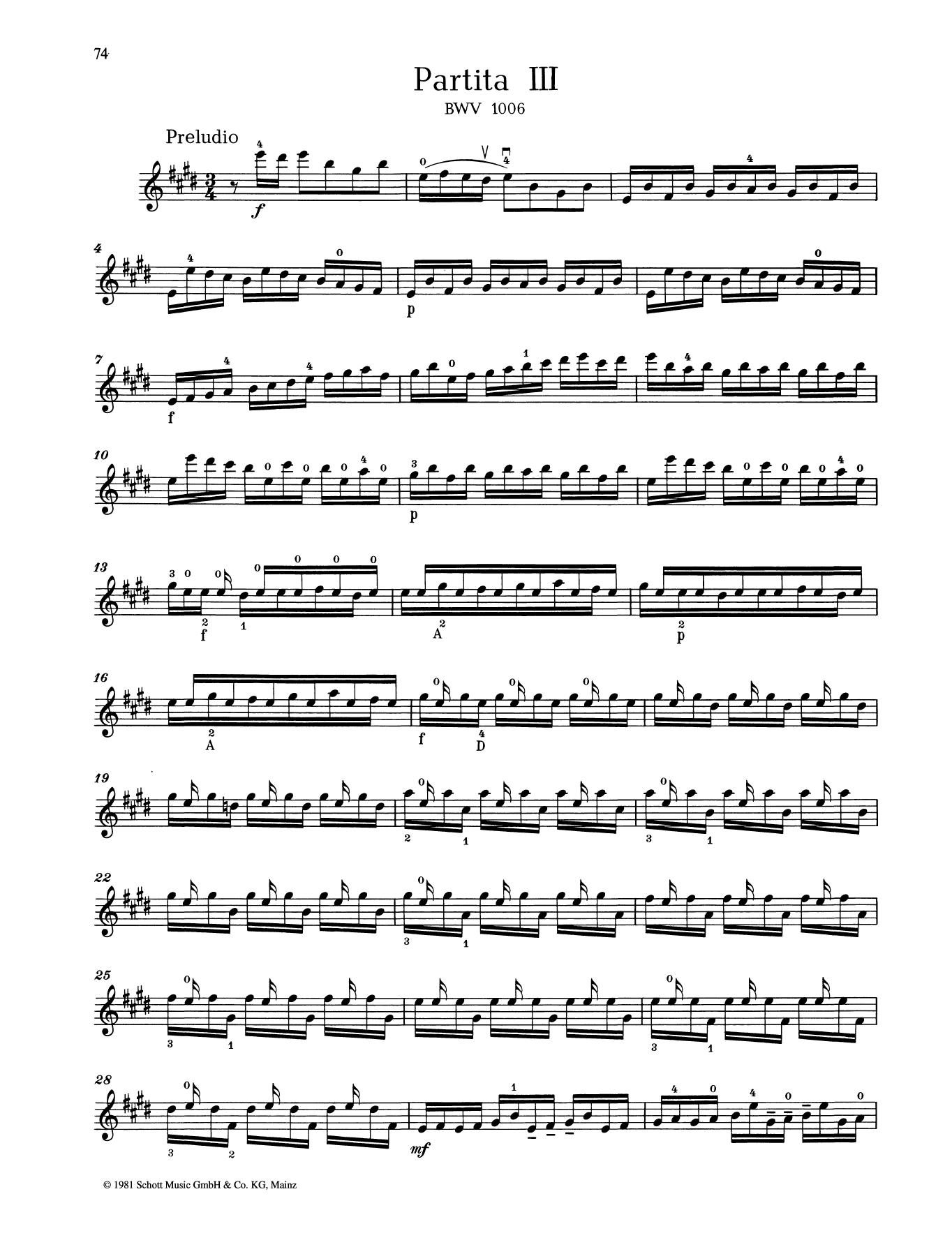 Download Johann Sebastian Bach Partita III Sheet Music and learn how to play Woodwind Solo PDF digital score in minutes