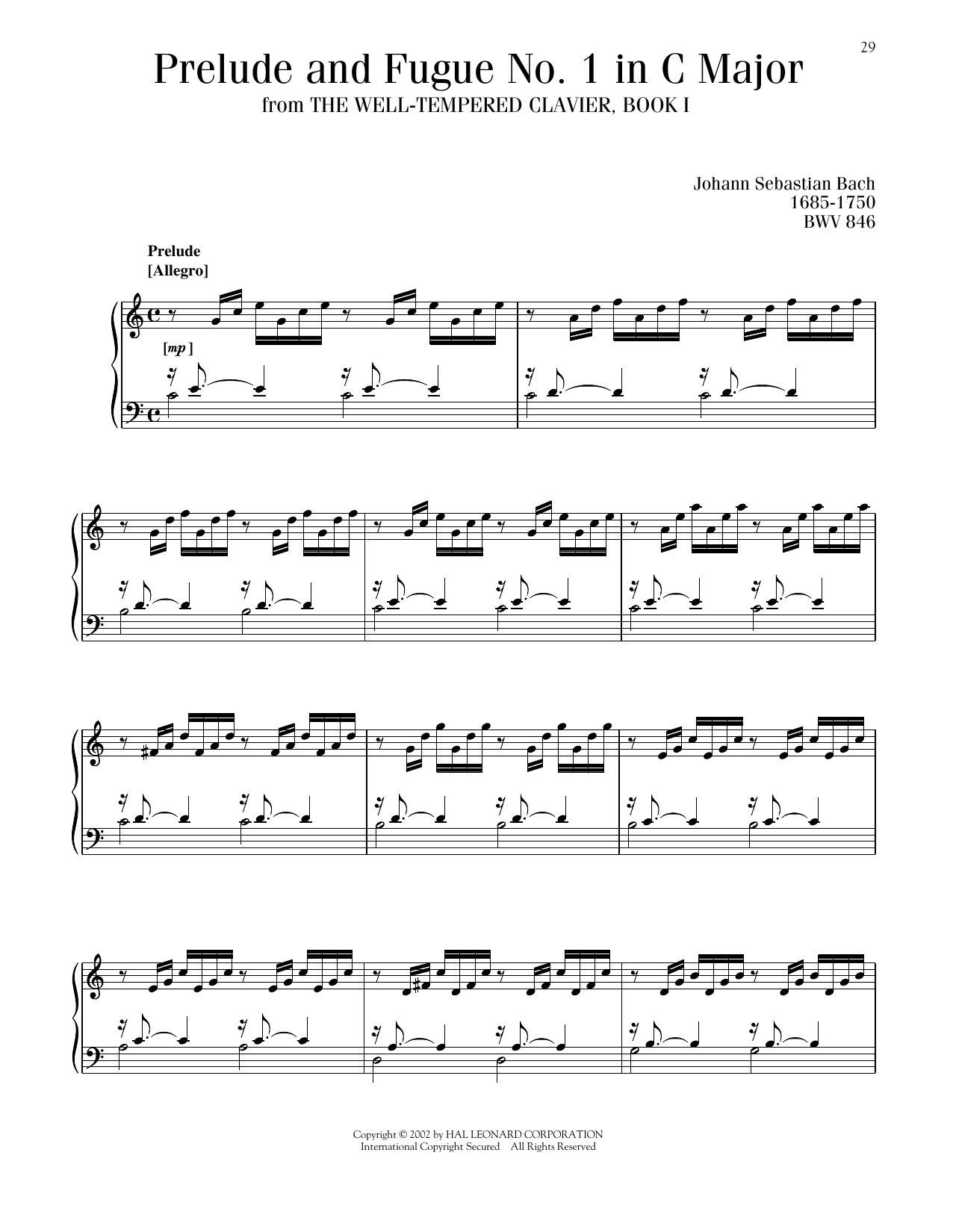 Download Johann Sebastian Bach Prelude And Fugue In C Major, BWV 553 Sheet Music and learn how to play Piano Solo PDF digital score in minutes