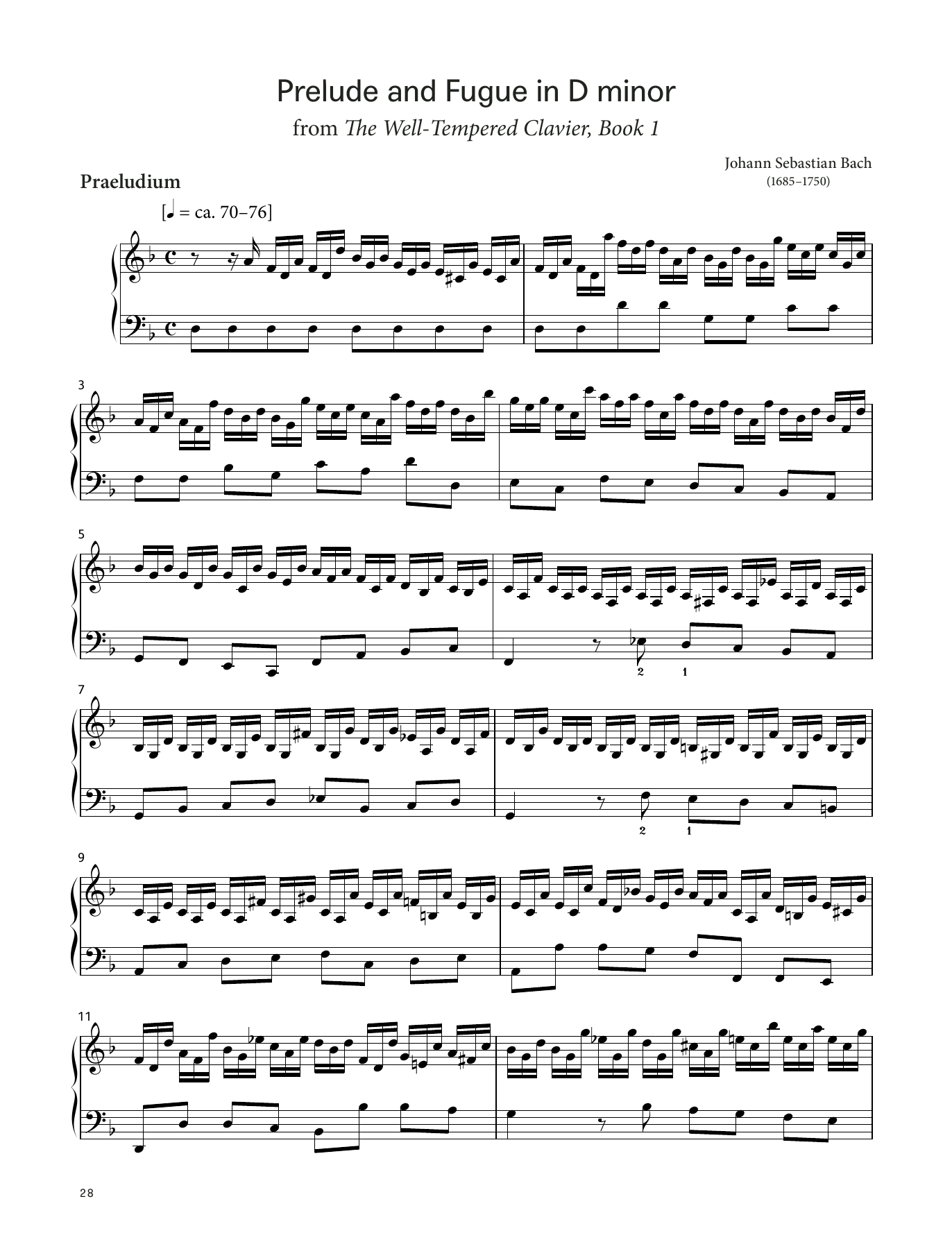 Download Johann Sebastian Bach Prelude and Fugue in D minor, BWV 851 (LCME Piano 2018 Grade 8 List A) Sheet Music and learn how to play Piano Solo PDF digital score in minutes