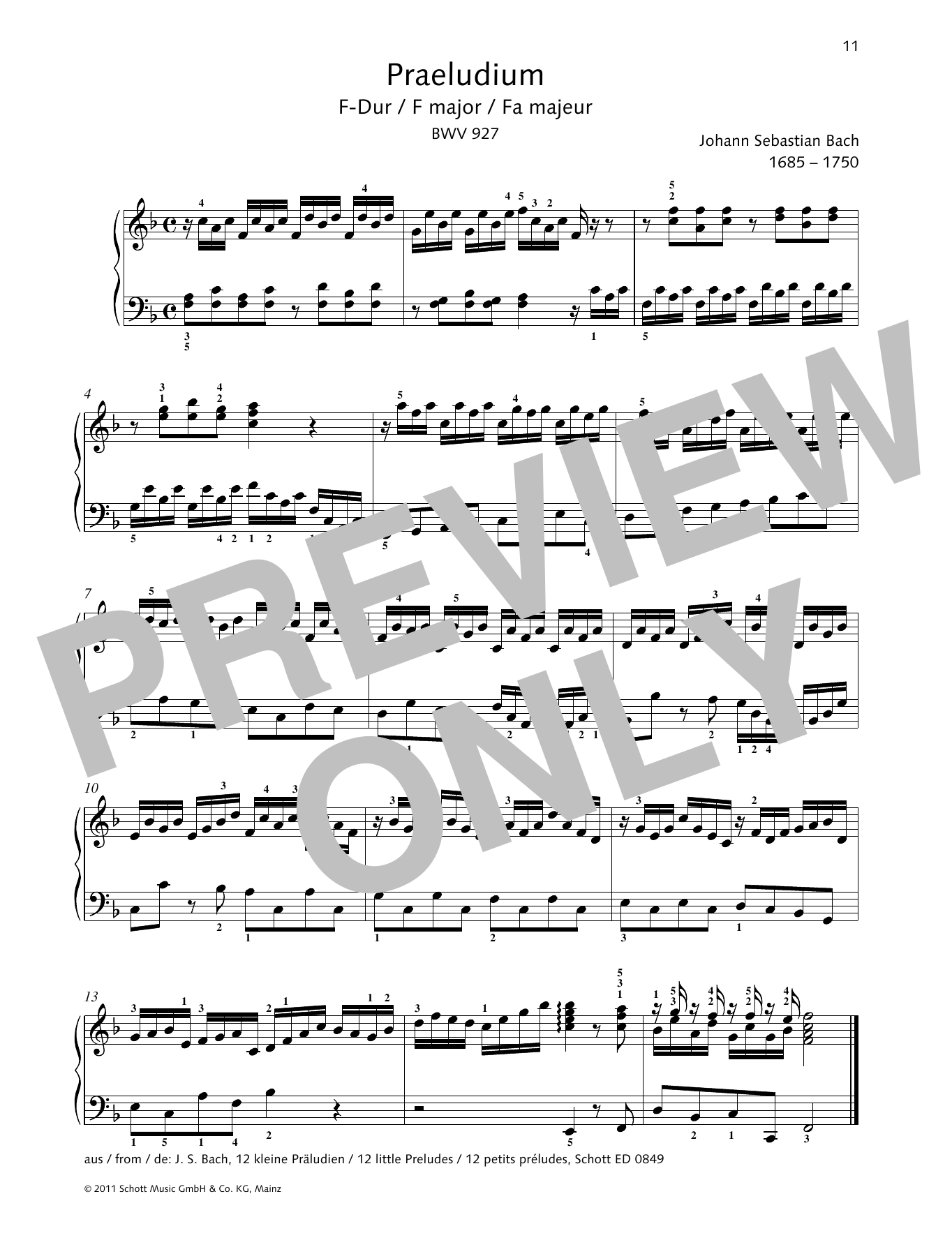 Download Johann Sebastian Bach Prelude F major Sheet Music and learn how to play Piano Solo PDF digital score in minutes