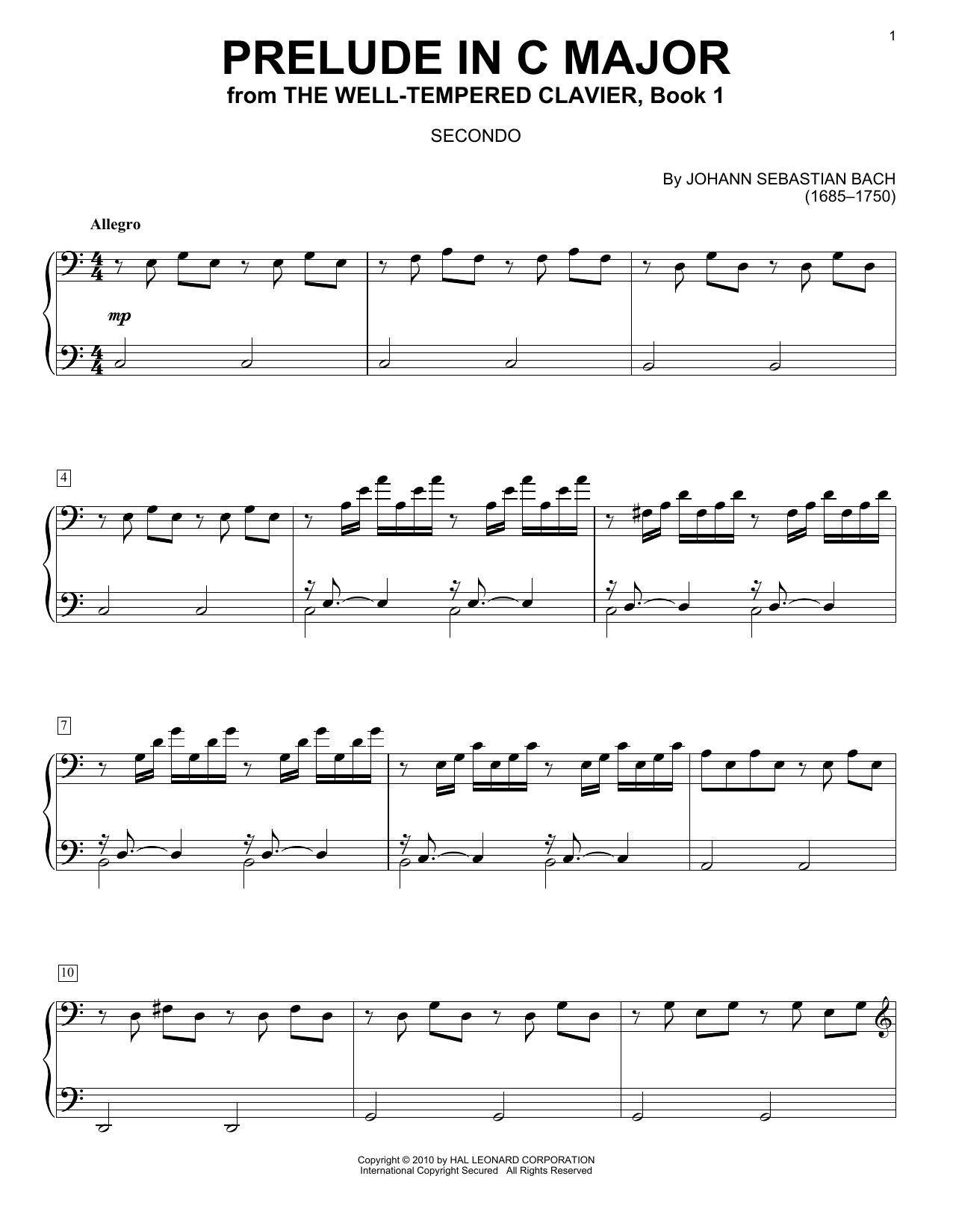 Download J.S. Bach Prelude In C Major Sheet Music and learn how to play Piano, Vocal & Guitar (Right-Hand Melody) PDF digital score in minutes