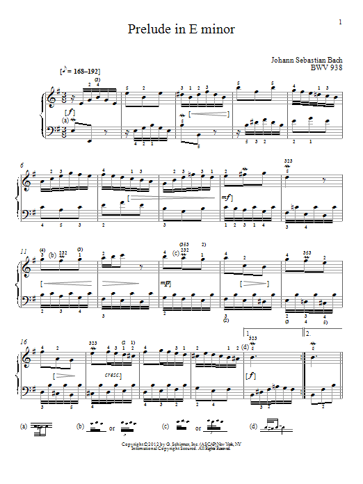 Download J.S. Bach Prelude In E Minor, BMV 938 Sheet Music and learn how to play Piano PDF digital score in minutes