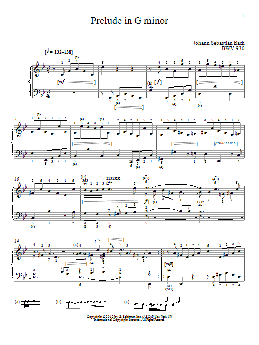 Download J.S. Bach Prelude In G Minor, BMV 930 Sheet Music and learn how to play Piano PDF digital score in minutes