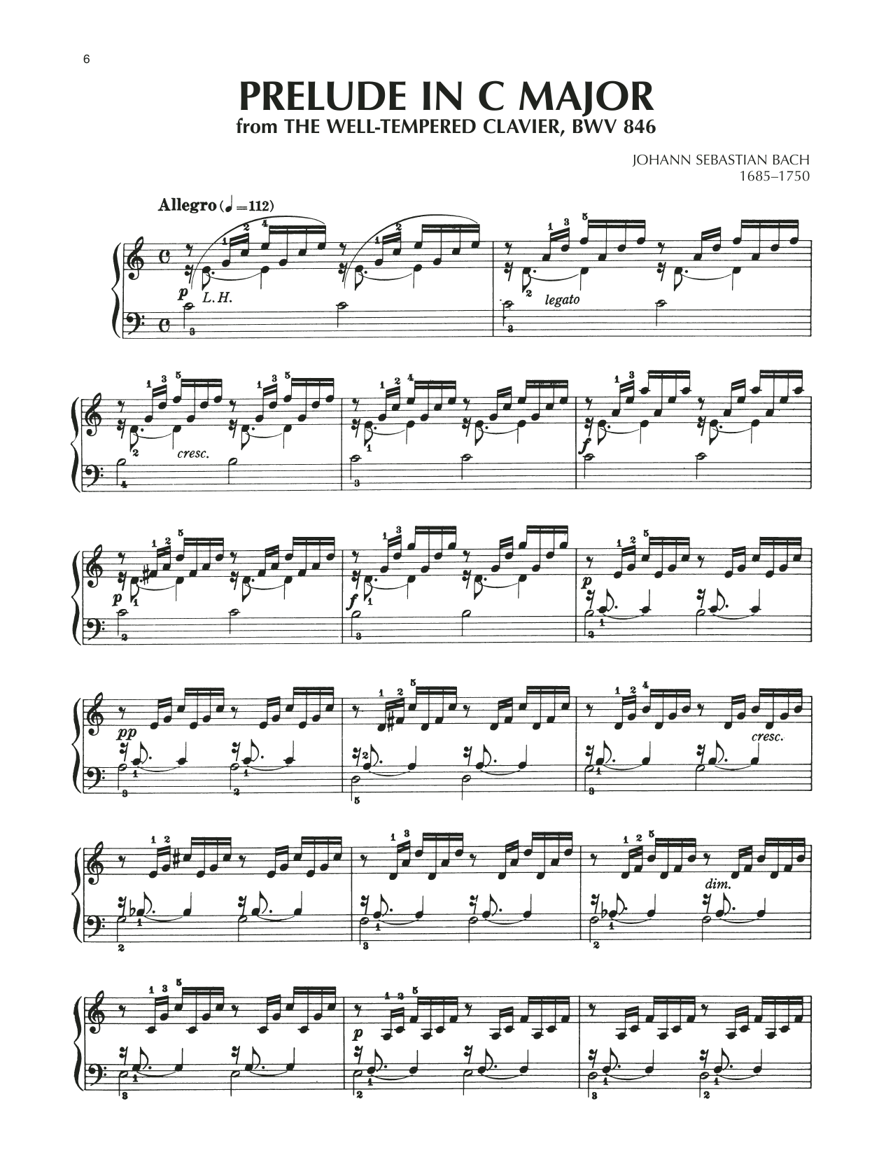 Download Johann Sebastian Bach Prelude No. 1 In C Major, BWV 846 Sheet Music and learn how to play Piano Solo PDF digital score in minutes