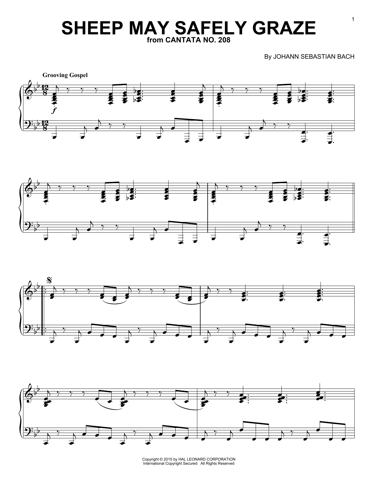 Download J.S. Bach Sheep May Safely Graze Sheet Music and learn how to play Piano PDF digital score in minutes