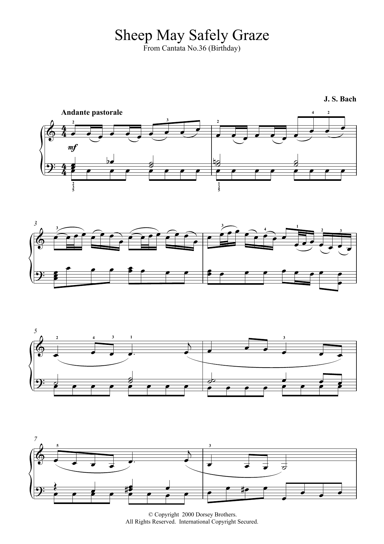 Download J.S. Bach Sheep May Safely Graze Sheet Music and learn how to play Piano Duet PDF digital score in minutes