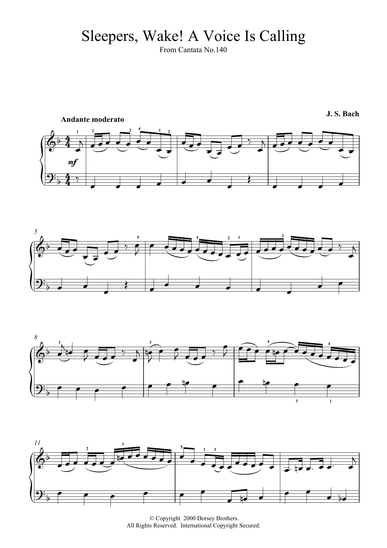 Download J.S. Bach Sleepers, Wake! A Voice Is Calling Sheet Music and learn how to play Piano PDF digital score in minutes