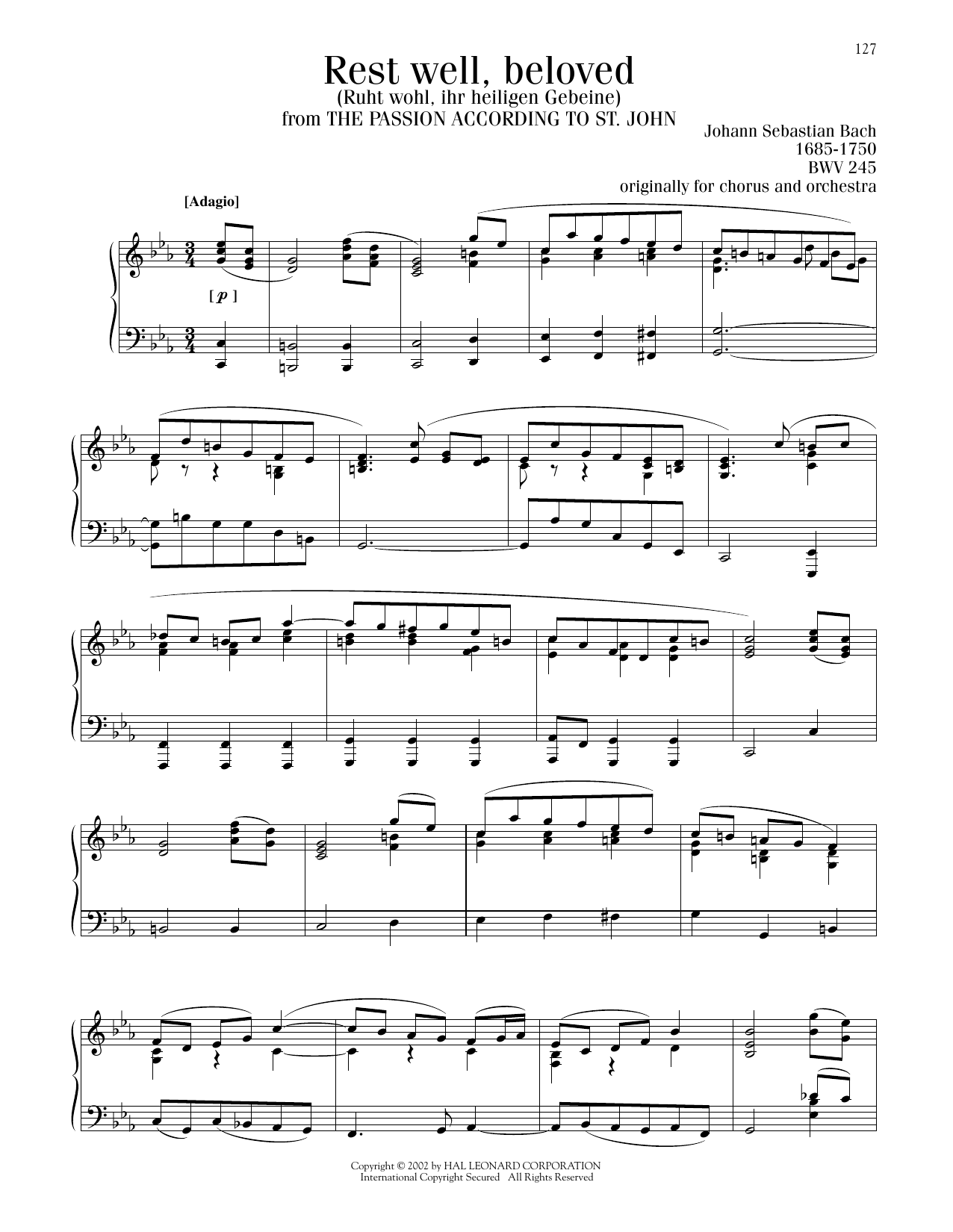 Download Johann Sebastian Bach Slumber, Beloved Sheet Music and learn how to play Piano Solo PDF digital score in minutes