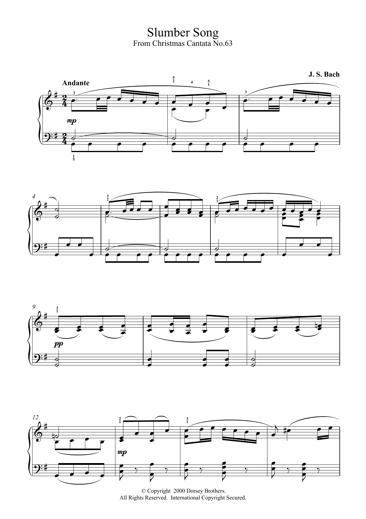 Download J.S. Bach Slumber Song Sheet Music and learn how to play Piano PDF digital score in minutes