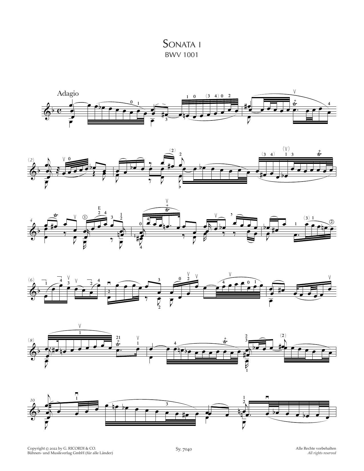 Download Johann Sebastian Bach Sonata I, BWV 1001 Sheet Music and learn how to play Violin Solo PDF digital score in minutes