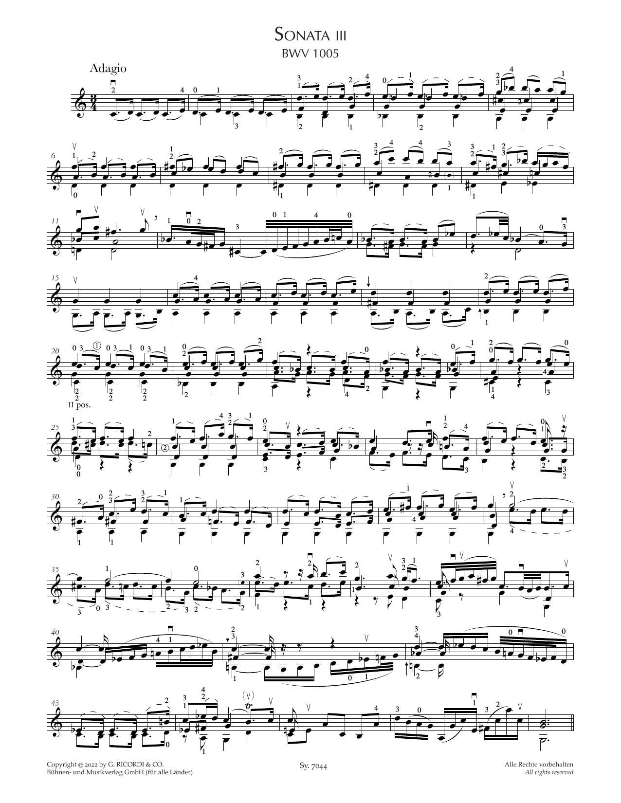 Download Johann Sebastian Bach Sonata III, BWV 1005 Sheet Music and learn how to play Violin Solo PDF digital score in minutes