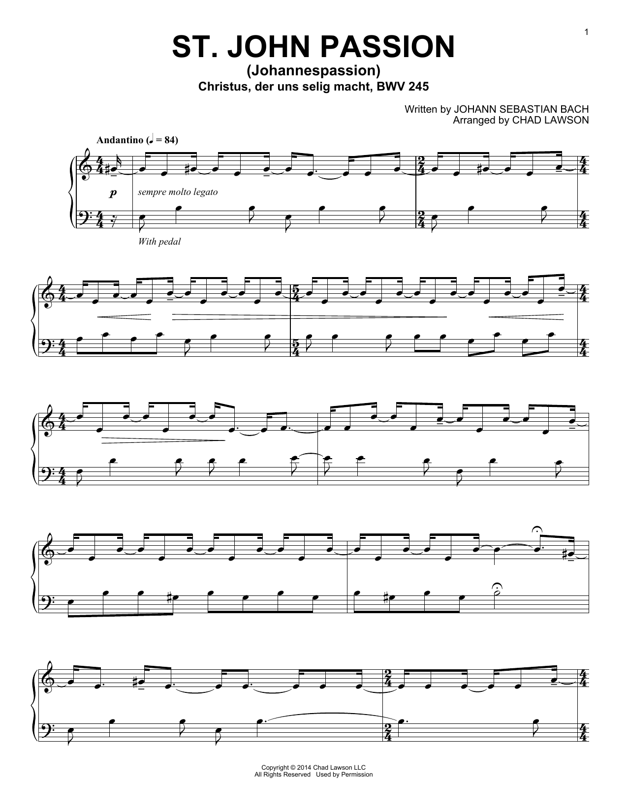 Download Johann Sebastian Bach St. John Passion (Johannespassion) Christus Der Uns Selig Macht, BWV 245 (arr. C Sheet Music and learn how to play Piano Solo PDF digital score in minutes