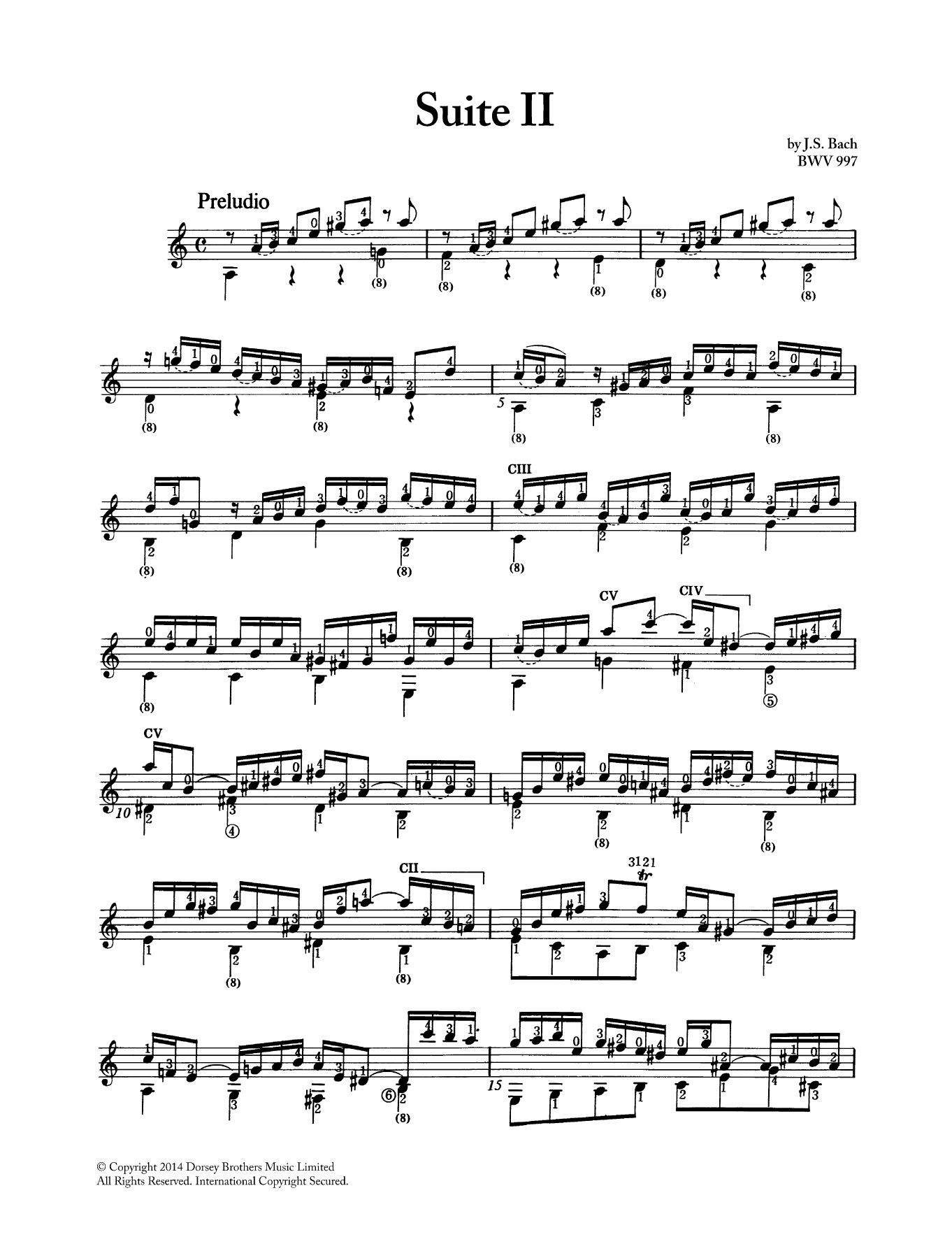 Download J.S. Bach Suite in Cm BWV 997 Sheet Music and learn how to play Guitar PDF digital score in minutes