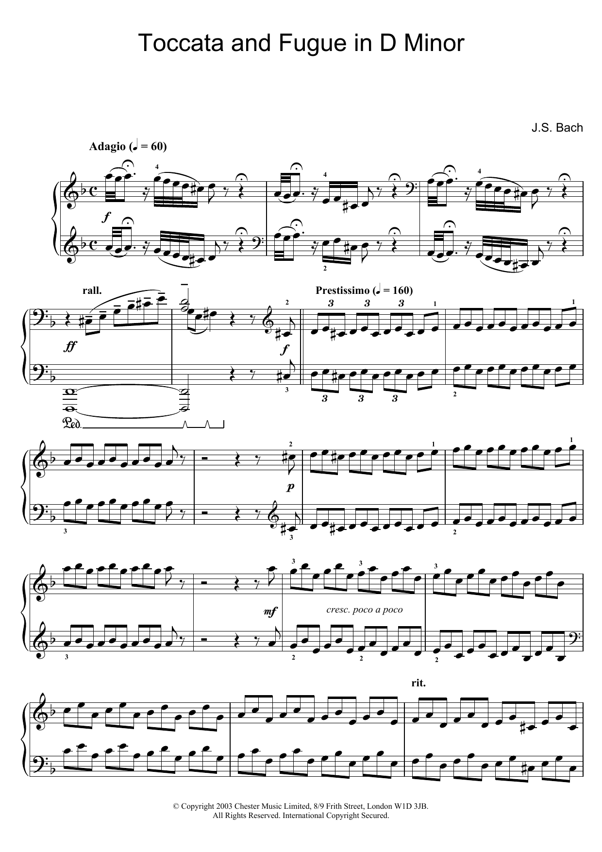 Download J.S. Bach Toccata And Fugue In D Minor Sheet Music and learn how to play Piano PDF digital score in minutes