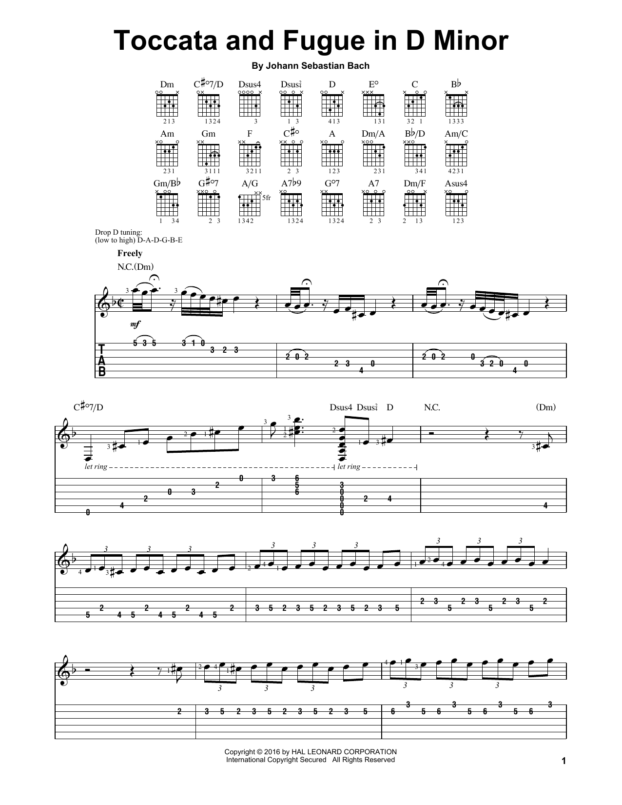 Download Johann Sebastian Bach Toccata And Fugue In D Minor Sheet Music and learn how to play Easy Guitar Tab PDF digital score in minutes